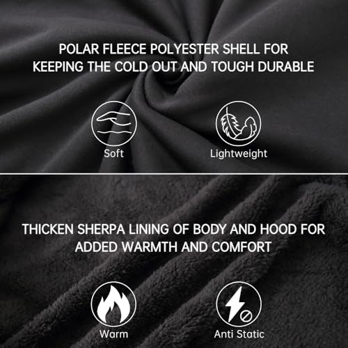 Image of LeeHanTon Sherpa Lined Hoodies for Men Heavyweight Full Zip Up Sweatshirt Thick Fleece Winter Warm Work Jackets Plus Size