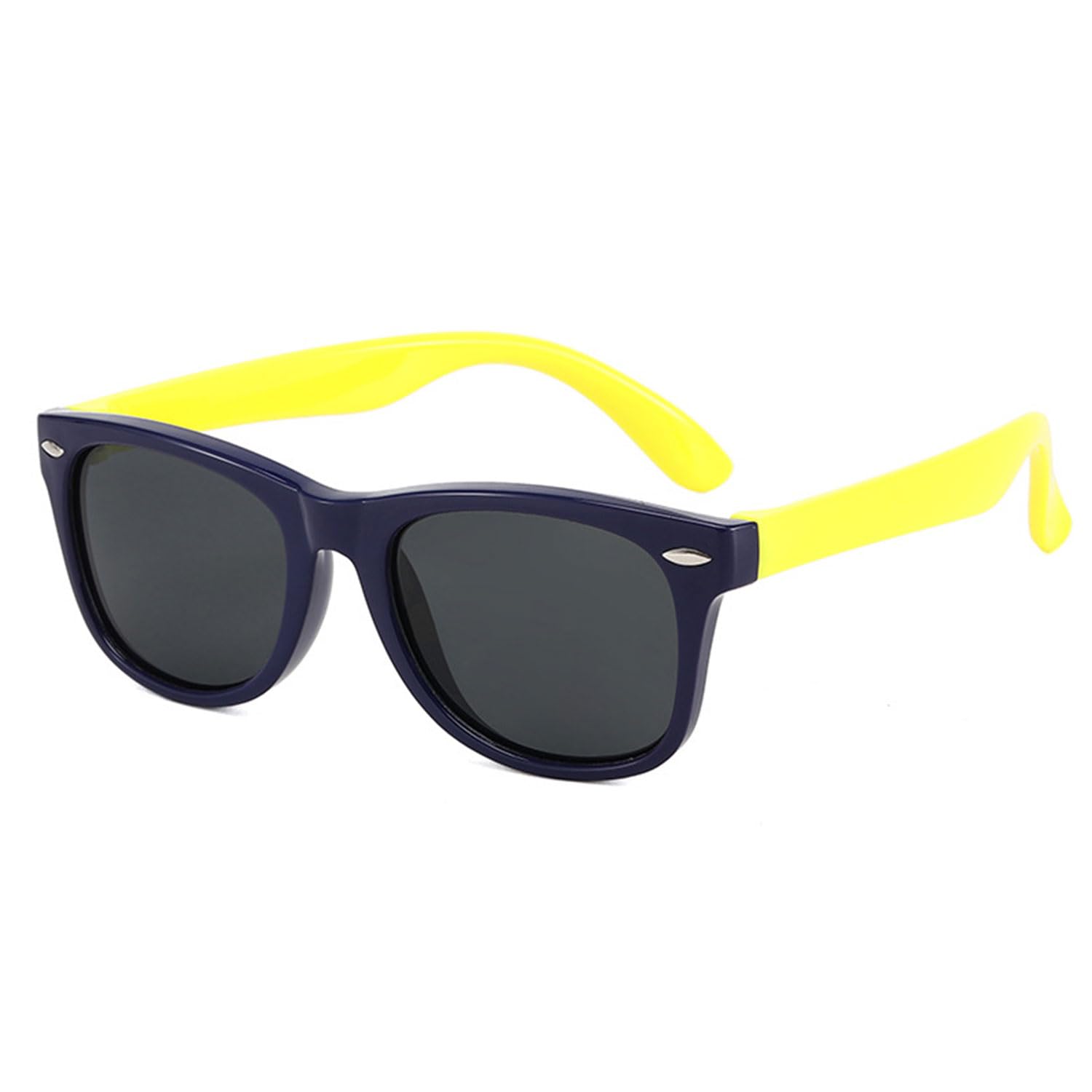 DRERIO Schwarze Kindersonnenbrille mit gelben Bügeln, von 3 bis 12 Jahren | Schwarzer Rahmen, gelbe Bügel – flexibel, leicht, UV400-Schutz. Ideal für Jungen & Mädchen, für Strand, Schule & Spielplatz