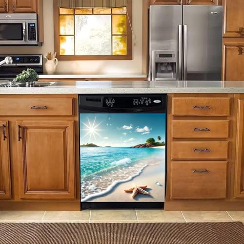 Image of BVBOX Dishwasher Magnet Cover 23 inchx26 inch, Reusable Magnetic Refrigerator Covers, Decorative Magnets Cover Fridge Door Skin Panel Stickers for Home Kitchen Appliance