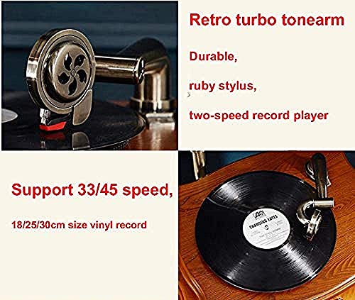 SXLCKJ Tourne-Disque, Gramophone, Tourne-Disque Vinyle Style rétro Big Horn Antique Gramophone en Bois avec Support de… - Les Beatles, Paul McCartney, John Lennon, RIngo Starr, George Harrison SXLCKJ Tourne-Disque, Gramophone, Tourne-Disque Vinyle Style rétro Big Horn Antique Gramophone en Bois avec Support de… – Image 4