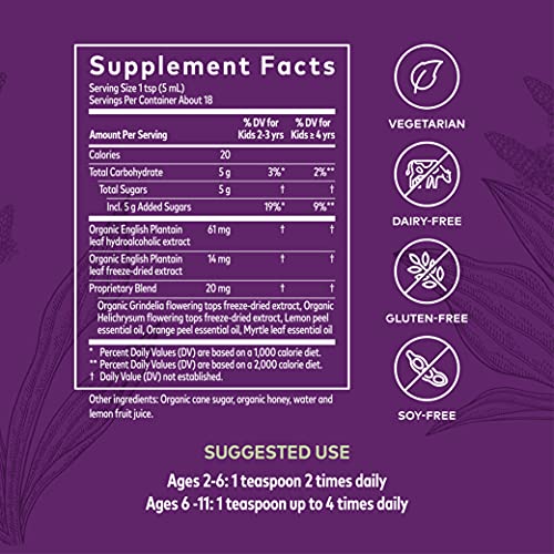 Gaia Herbs, GaiaKids Bronchial Wellness Syrup, Immune Health, Soothing Throat and Respiratory Support, Organic Honey Lemon Flavor, Physician Formulated, 3 Fluid Ounces - Image 6