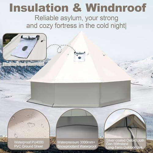 Carpa Yurt para Camping 3 Personas 4 Estaciones 118x118x79 in miniatura 5