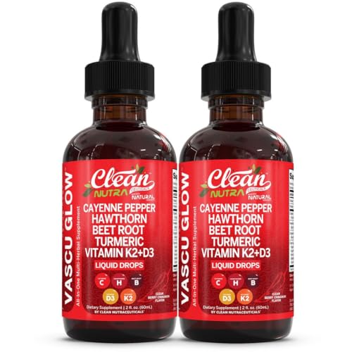 Clean Nutra Cayenne Pepper Drops Supplement Liquid + Hawthorn Berry Vitamin D3 K2 Beet Root Powder Ceylon Cinnamon Turmeric Curcumin Organic Panax Ginseng Berberine Extract Organic (2)
