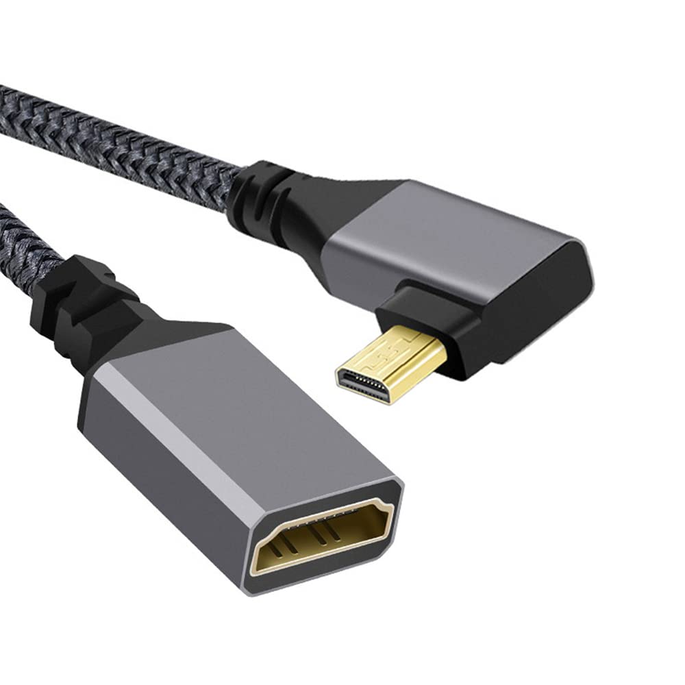 cablecc 4K Type-D 90 Degree Left Angled Micro HDMI 1.4 Male to HDMI Female Extension Cable for DV MP4 Camera DC Laptop - Image 2