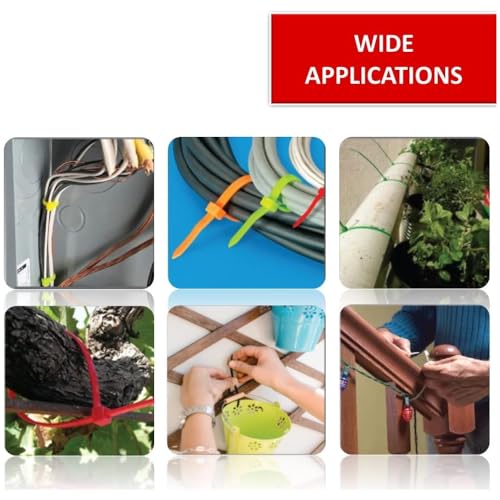 Image of Kable Kontrol Pink Zip Ties 8 Inch 1000 Pcs, 50 Lbs Tensile Strength, Self-locking Nylon Colored Cable Ties Wire Wraps for Indoor or Outdoor Use