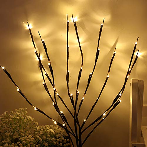 Yicare 2pcs Home Decorative Twig Lights Garden Stake Branch Lights with 20 Warm White LEDs Mains Powered Lighted Branches for Spring Decor Outdoor and Indoor