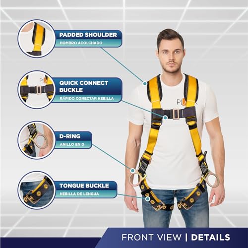 Image of Palmer Safety Full Body Harness with 5 Point Adjustment, Dorsal D-ring, Grommet Legs, Two Side D Rings, and Fall Indicators