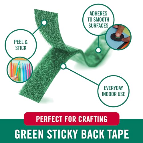 Image of VELCRO Brand Colors | Green Sticky Back Tape | 10ft Roll with Adhesive, Cut Strips to Length | Mount Classroom Decor, Create Seasonal Craft Projects | Organize Home or Office