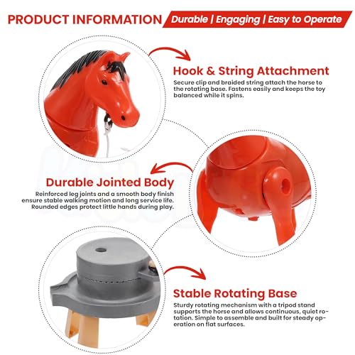 Image of Kidology Kids Electric Rotating Horse Toy | Battery Operated Horse Playset with Mill, Flexible Joints & Realistic Grinding Action | Interactive Farm Animal Toy for Boys & Girls Pack of 1