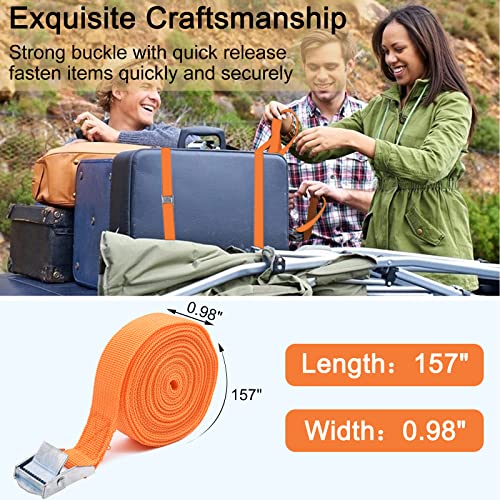 10 Stück Spanngurt, 25 mm x 4 m, Belastbarkeit 250 kg, Befestigungsgurt, mit klemmschloss, für Motorrad Fahrradträger Extrem Robuste Zurrgurte, Orange