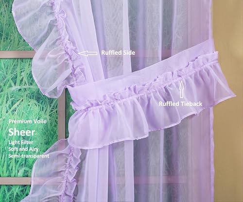 Image of Today's Curtain, Emelia Priscilla Sheer Pair 96 inch W x 84 inch L, Lilac, 5-Piece-Set