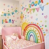 Transformation vibrante de la salle de jeu : transformez l'espace de votre enfant avec des motifs joyeux avec un soleil souriant et une fusée. Ces autocollants muraux animés créent un plaisir de jeu et de détente.
