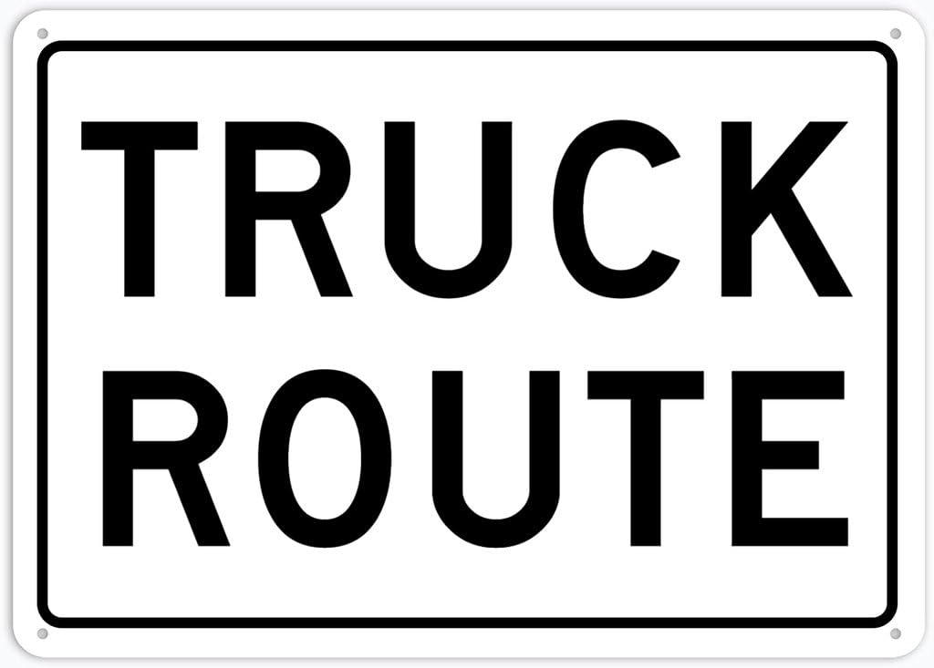 8"x12" Rust Free Aluminum Metal Sign - Truck Route - Waterproof, Weatherproof, Fade Resistant, 4 Pre-Drilled Holes