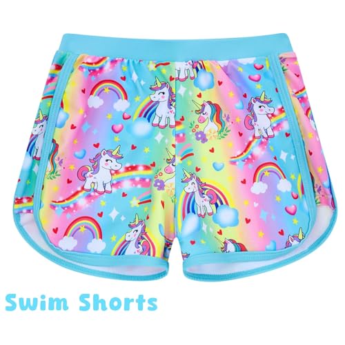 Image of TUONROAD Toddler Girls One Piece Swimsuit 2Pcs Bathing Suit Kids Swimwear with Short for 3-9