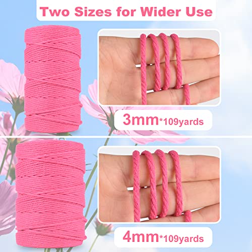 Xiangzi Macrame Cord 3Mm X 109Yards (328Feet),100% Natural Cotton Macrame Rope-4 Strand Twisted Cotton Cord For Macrame Supplies Diy Crafts Knitting Plant Hangers Gift Wrapping #TOP3