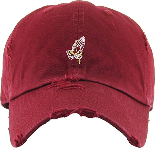 Image of KBETHOS Praying Hands Rosary Dad Hat Baseball Cap Unconstructed Polo Style Adjustable Unisex