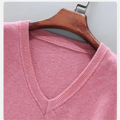 Men Winter Solid Cashmere Sweater Pullovers Jumper for Men Long Sleeve V-Neck Business Tops4