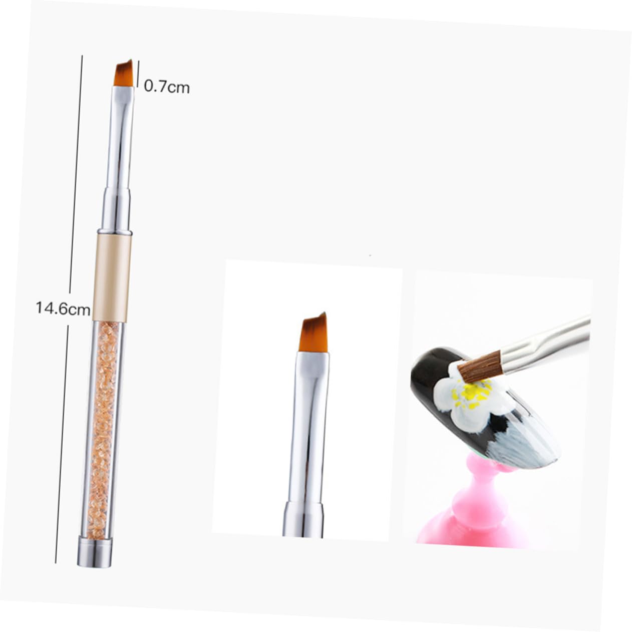 Healvian 15pezzi Pennelli Per Nail Art Con Manico Di Strass Strumenti Per Manicure Per Uso Professionale e Domestico Perfetti Per Amanti Del Nail Art e Principianti