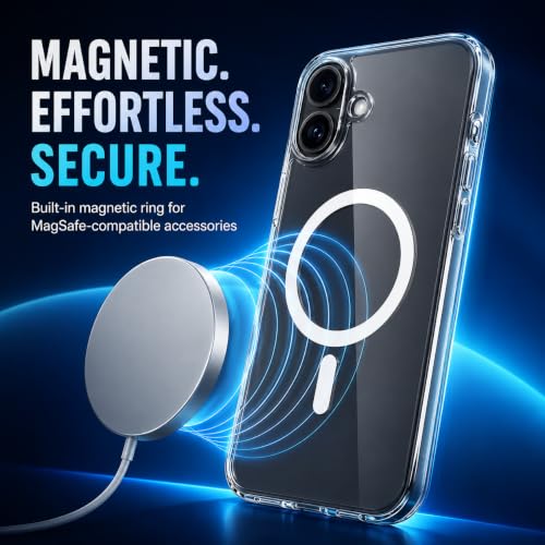 Image of MAGA Back Case Cover for Apple iPhone 17, Crystal Clear Magnetic Case Compatible with MagSafe, Hybrid Hard PC Back & Soft TPU Bumper, Shockproof Protective Cover - Clear