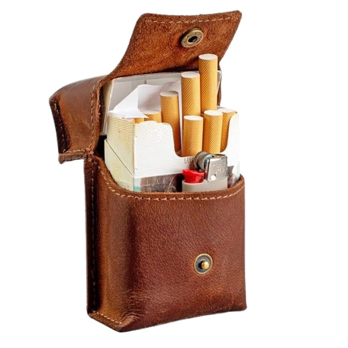 h haans - the leather store Vintage Brown Leather Cigarette Case-picture-39