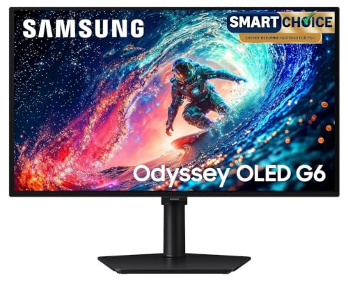 Image of Samsung 27 inch Odyssey QD-OLED G6 Gaming Monitor(Smartchoice) | QHD 2560 x 1440| 240 Hz| 0.03ms | Ergonomic Stand | Pantone Validated| Glarefree | TrueBright 300| G-Sync| Free Sync| LS27HG612SWXXL| Black