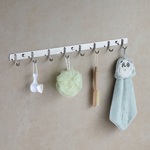 Preisvergleich Produktbild Eridanus, Edelstahl Hakenleiste, 8 Haken, Wandgarderobe Kleiderhaken, Bad Handtuchhaken