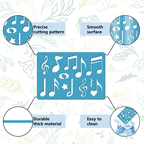 GORGECRAFT 2 Styles Musical Note Jewelry Shape Template Reusable Acrylic Cutting Stencil Heart Star Guitar Patterns Template for Leather Bracelets Earrings Jewelry Making DIY Painting Crafts 13x9cm - Image 4