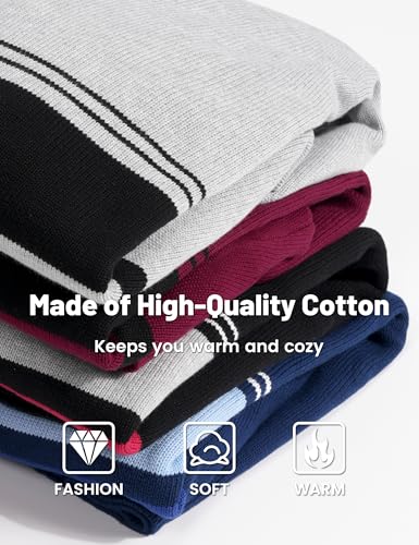 TACVASEN Men's Quarter Zip Sweaters Cotton Pullover Sweater Striped Casual Fall Winter Warm Pullover Sweatshirts 6