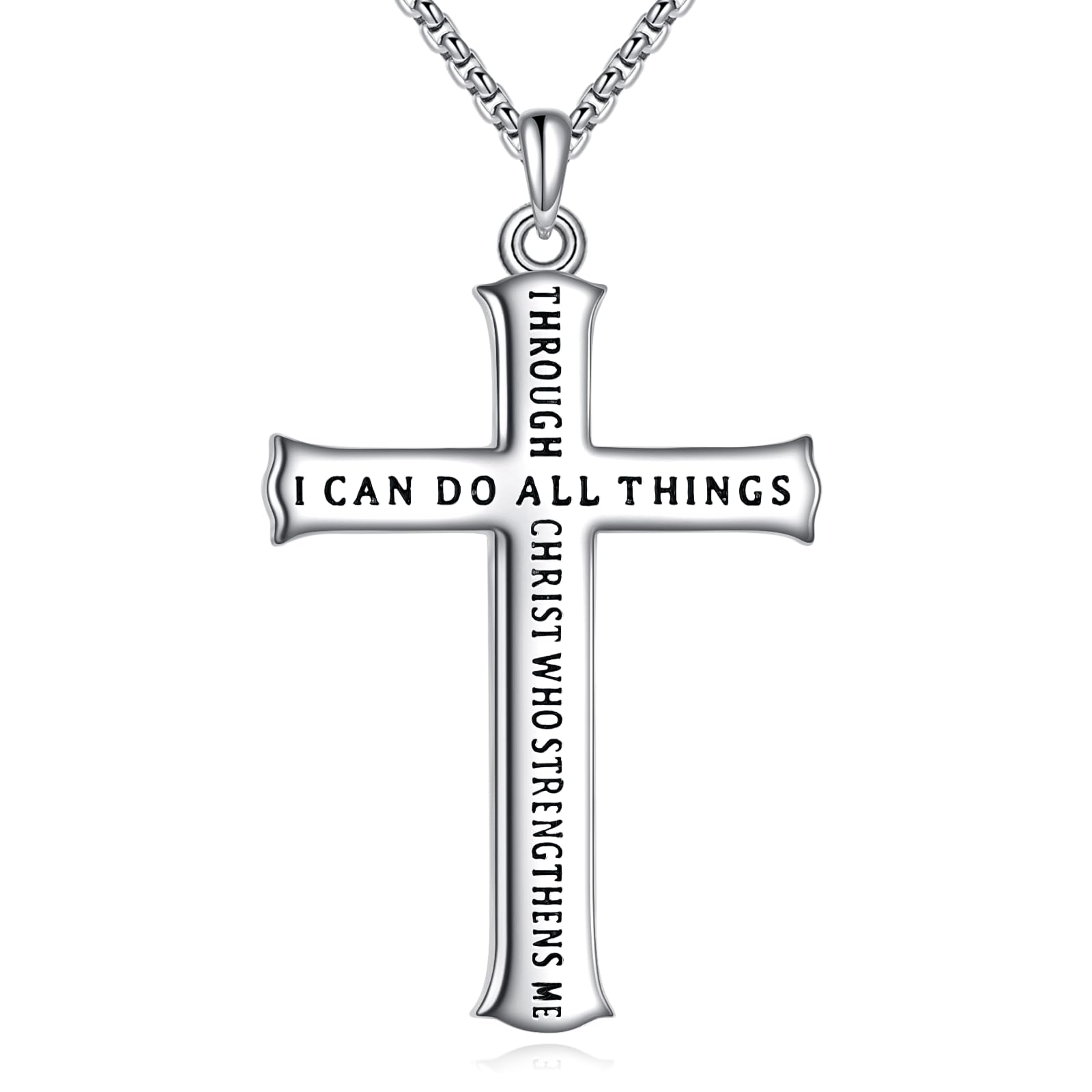 Collier en argent sterling avec pendentif croix résistant pour garçon - 8