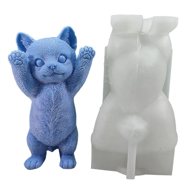 Stampo in silicone morbido a forma di gatto, stampo per candele, resina, fondente, per torte, sapone, cioccolatini, fai da te, artigianato, gesso, candela