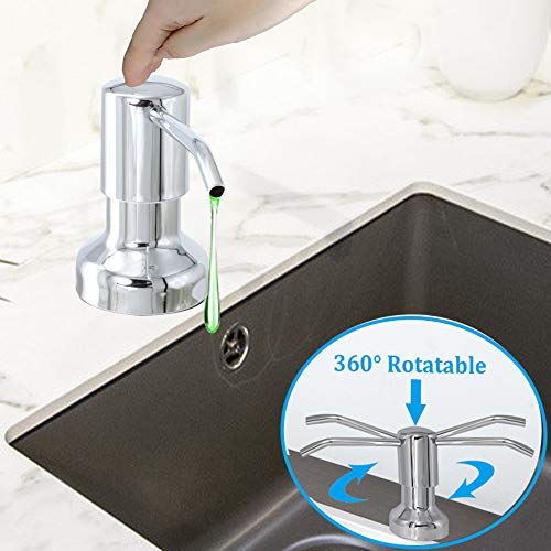 Soap Dispenser For Kitchen Sink Chrome With 41" Extension Tube Kit And 17 Oz Bottle, Stainless Under Sink Countertop Dish Soap Dispenser Pump With Collapsible Funnel #TOP1