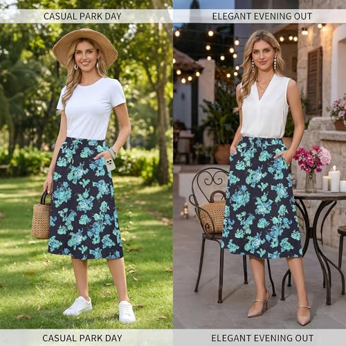 Image of Witsmile Women's Summer Pleated High Waisted Casual Flowy Skirt Pockets
