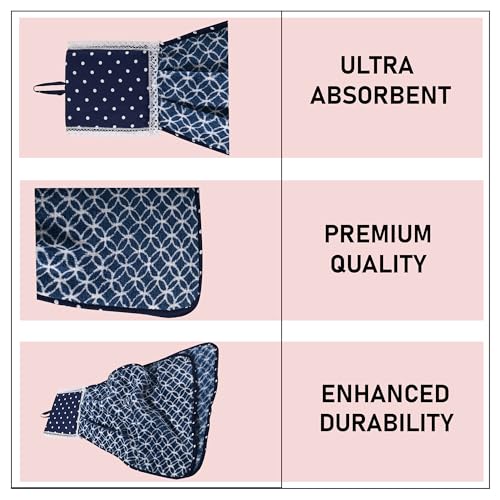 Image of Kuber Industries Combo of 4 Microfiber 19x38 Inch Soft Towels and Wash Basin Napkin for Bathroom and Kitchen | 280 GSM Quick-Dry & Absorbent Hand Towel for Everyday Use | Circle - Blue