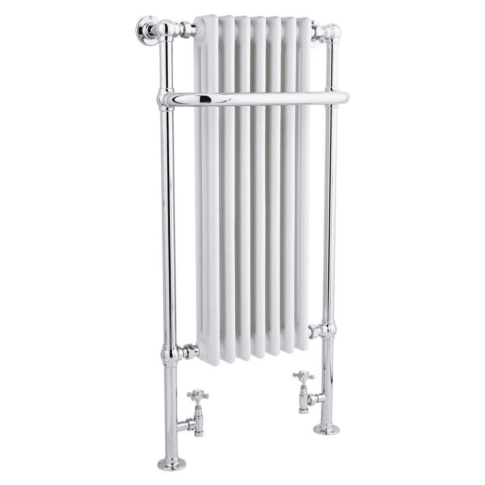 Milano Silver, White Elizabeth Chrome White Heated Towel Rail - 1130Mm X 553Mm