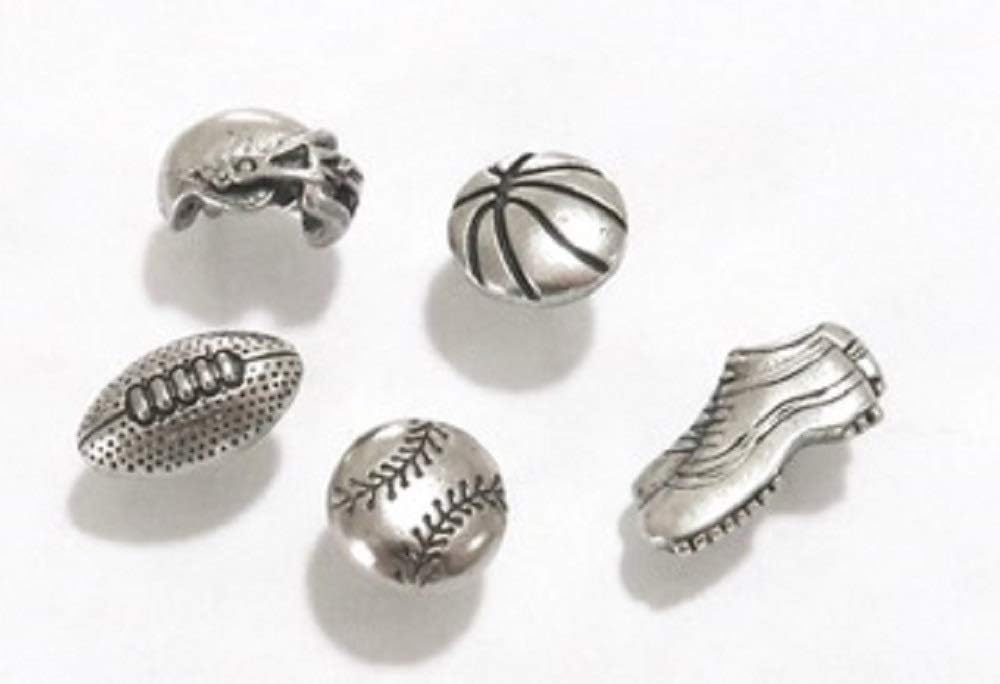Silver Sports Theme Push Pins Set - 15 Count Metal Basketball, Football & Baseball Tacks - Premium Sports Fan Desk Accessories & Bulletin Board Decor