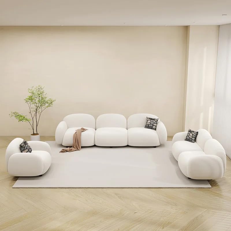 Image of LEGACY OF COMFORT Nailyn 3-Piece Living Room Set (6-Seater Sofa Set - 3+2+1) White