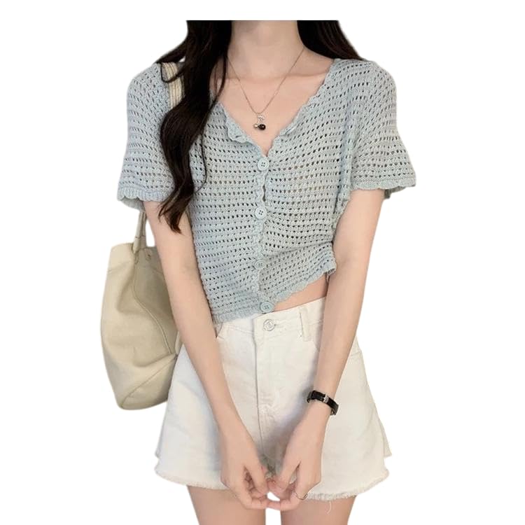 mystify Women Hollow Mesh Blouse Jacket Long Sleeve Shrug Button Bolero Shrug Crochet Stretch Cardigan See Through Cover-Up for Dresses Beach Cover Up Top-picture-27