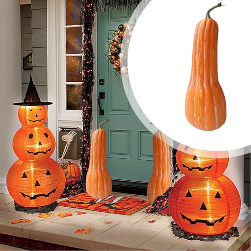 Pumpkins decorativos de espuma modelo largo para centros de mesa y hogar 7