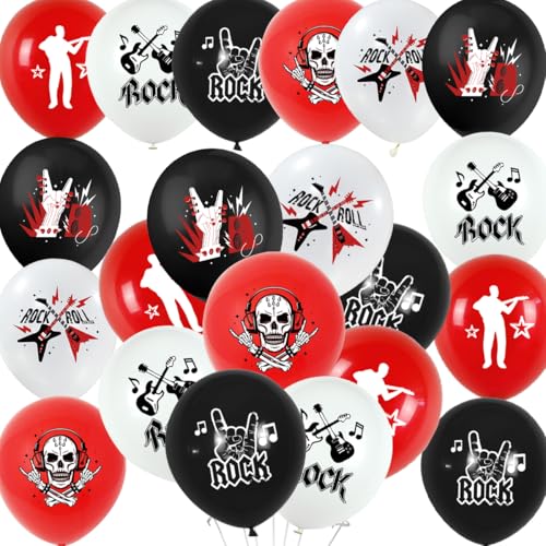 Doyomtoy Lot De 36 Décorations D'Anniversaire Rock And Roll - Ballons Pour Les Amateurs De Rock Et De Fête - Noir, Rouge - Anniversaire