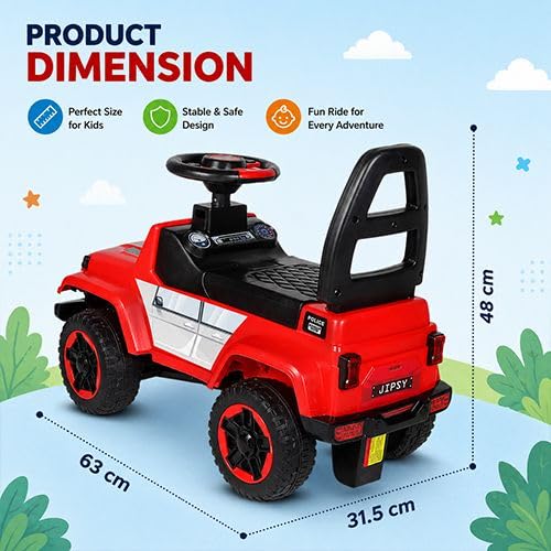 Image of Playroot Baby Ride-On Jeep Toy with Seat Support for Daily Play Ride On Jeep Push Car for Kids - Red