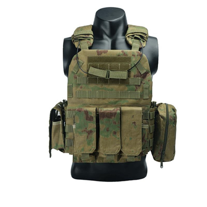 TNSGMQZM Trainning Tactical Airsoft Paintball Combat Swat Assault Army Shooting Hunting Outdoor Molle Police Vest (Ruins Green)