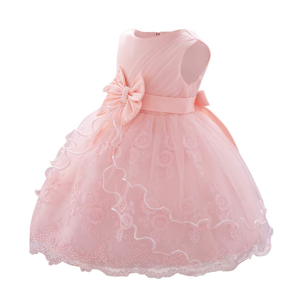 IBAKOM Robe Fleurie Bébé Fille Brodé Fleur Princesse Demoiselle d'honneur Mariage Anniversaire Fête Formelle Baptême sans Manches Tutu Mois