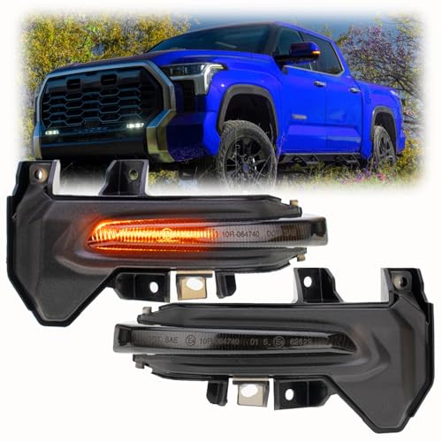 NSLUMO Sequential LED Side Mirror Marker Lights for 2022-2024 To'yota Tundra Sideview Mirror Turn Signal Lamp Assembly Smoked Lens OEM Side Indicator Replacement