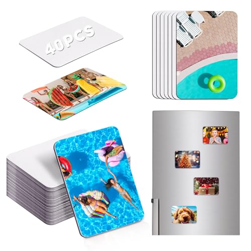 Ovveroche 40 Pcs Sublimation Magnets Blank 3.5 x 2.3 Inch Personalized Fridge Refrigerator Magnets Blanks DIY Sublimation Refrigerator Magnet Bulk Soft Magnetic for Kitchen Decorative Fridge Magnets