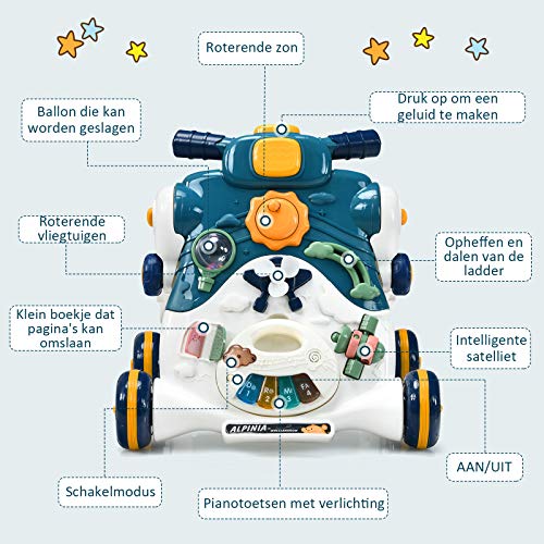COSTWAY 3-in-1 Baby Zit-naar-Stand Loper, Kinderen Activiteitencentrum, Peuter Wandelwagen, Interactief Loopleerapparaat… - Image 7