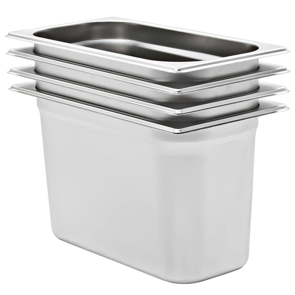 4 recipientes para gastronomía, acero inoxidable GN 1/3, 200 mm, apilables, para cocina profesional, buffet, catering, restaurante, hotel, fiesta, bain-marie, chafing dish, calentador de