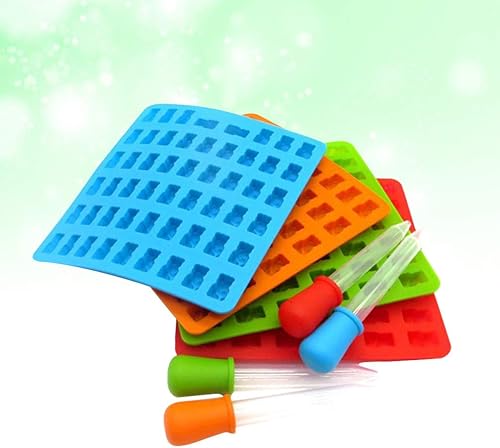 Miniatura 4 de DOITOOL 4 juegos de moldes de chocolate para oso hecho a mano con 53 cavidades, caramelos, dulces, con gotero, para bebidas y hielo, para niños y