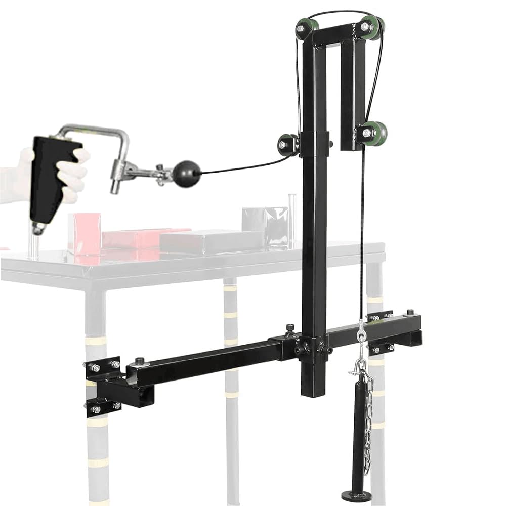 Generic Standard Arm Wrestling Battle Table Training Pulley System Professional Equipment Fitness Forearm, Table Corner Fixation Wrist Exerciser Strength Develop Machine with Handle, Black