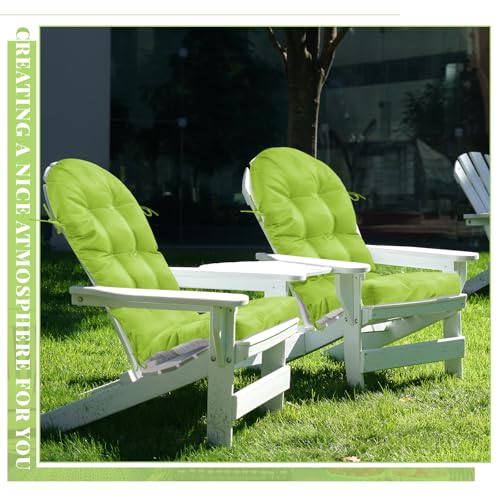 Image of Geelin 4 Pcs Outdoor Patio Chair Cushion Thick High Back Adirondack Chair Cushion Tufted Weather & Fade Resistant Anti-Slip Outside Rocking Chairs Pads with Ties 44 x 19 x 4 Inch (Fruit Green)