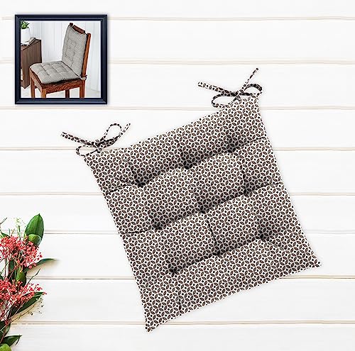 Image of Cotton Shell with Mixed Fiber Filled Printed Chair Cushion - Beige Geo(Pack of 1)